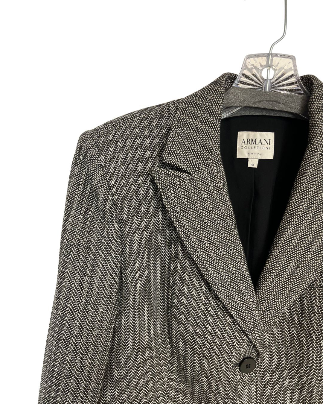 ARMANI COLLEZIONI Tweed Black & White Blazer (Size 10)