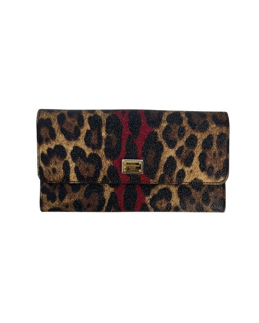 DOLCE & GABBANA Leopard Print Leather Wallet