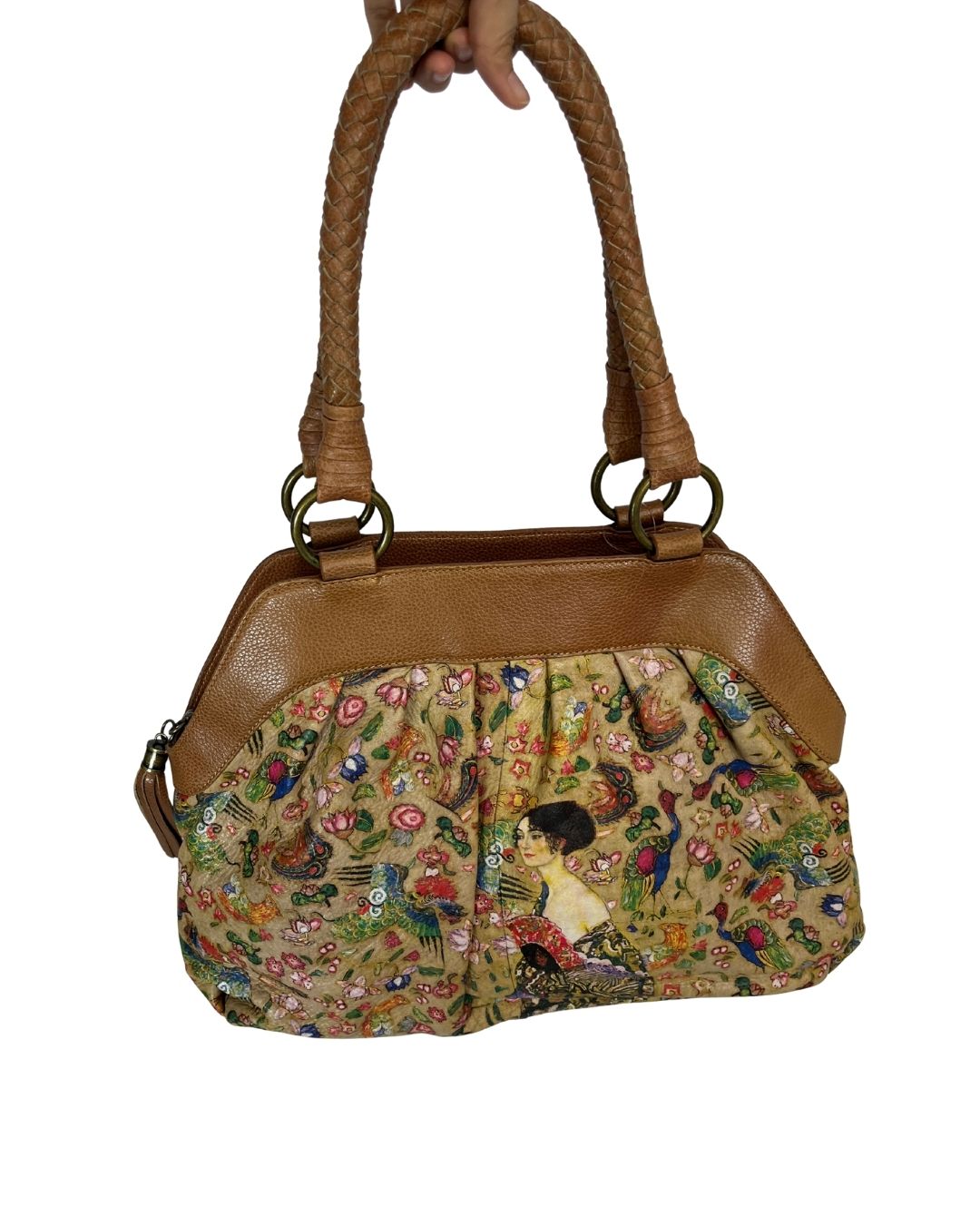 ICON Los Angeles Vintage Brown Leather Gustav Klimt Art Shoulder Bag