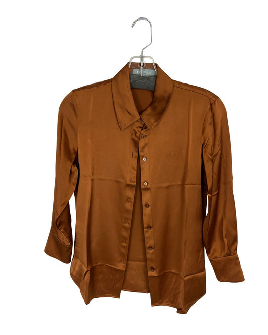 RAVELLA Monaco Bronze Silk Blouse (Size XXS)