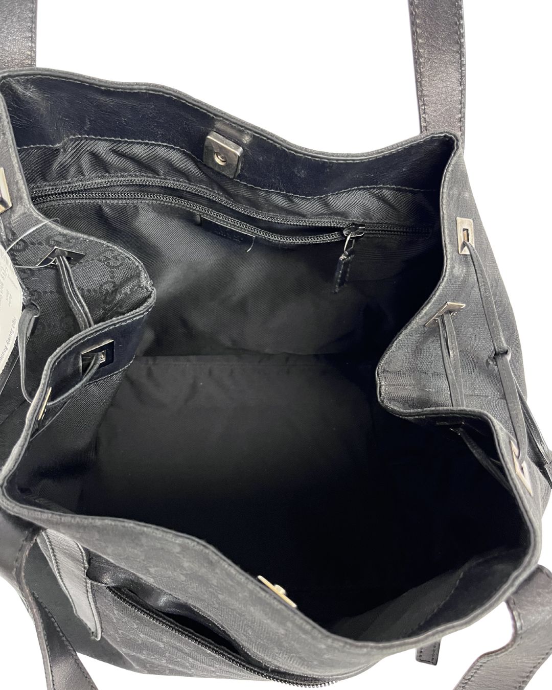 GUCCI GG Black Canvas Shopping Tote Shoulder Bag