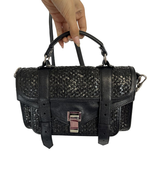 PROENZA SCHOULER Black Woven Medium PS1 Crossbody Bag