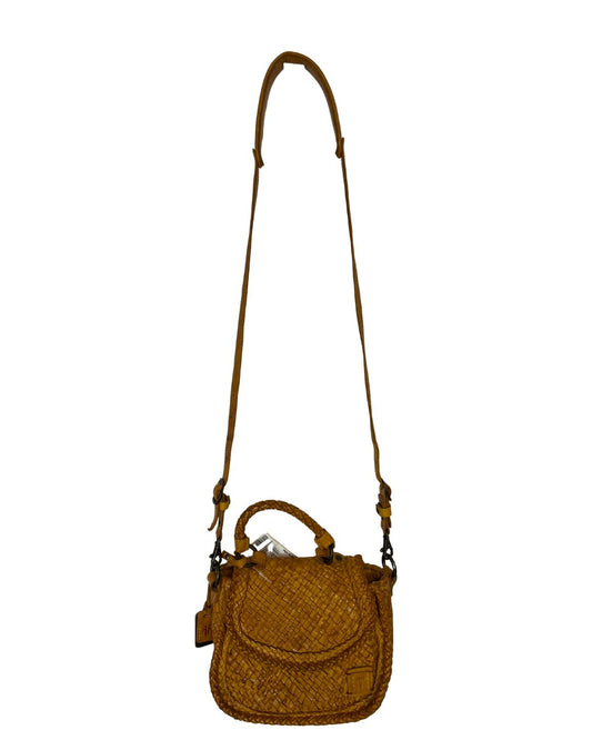 FRYE Yellow Woven Leather Crossbody Bag
