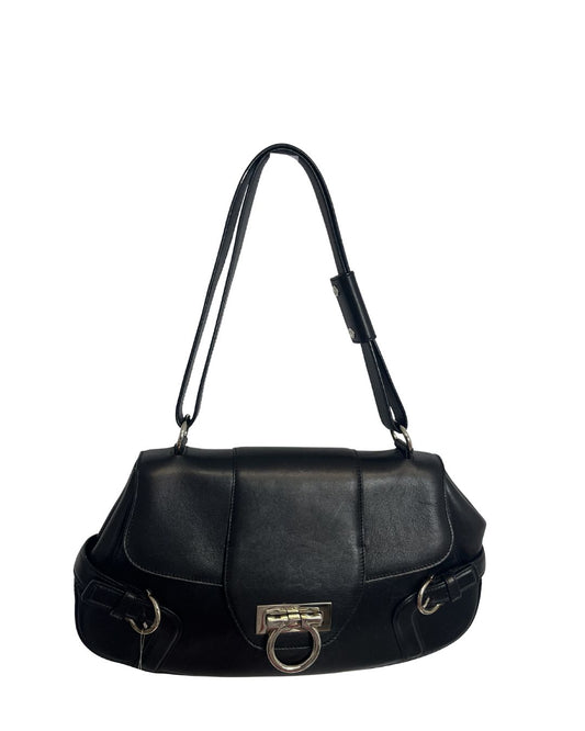 FERRAGAMO Black Leather Shoulder Bag