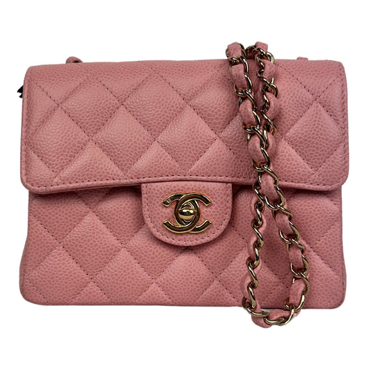 CHANEL Pink Caviar Leather Mini Shoulder Bag