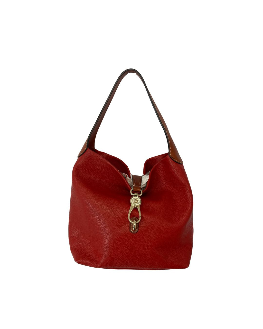 Dooney & Bourke Red Leather Pebble Grain Lock Hobo Bag