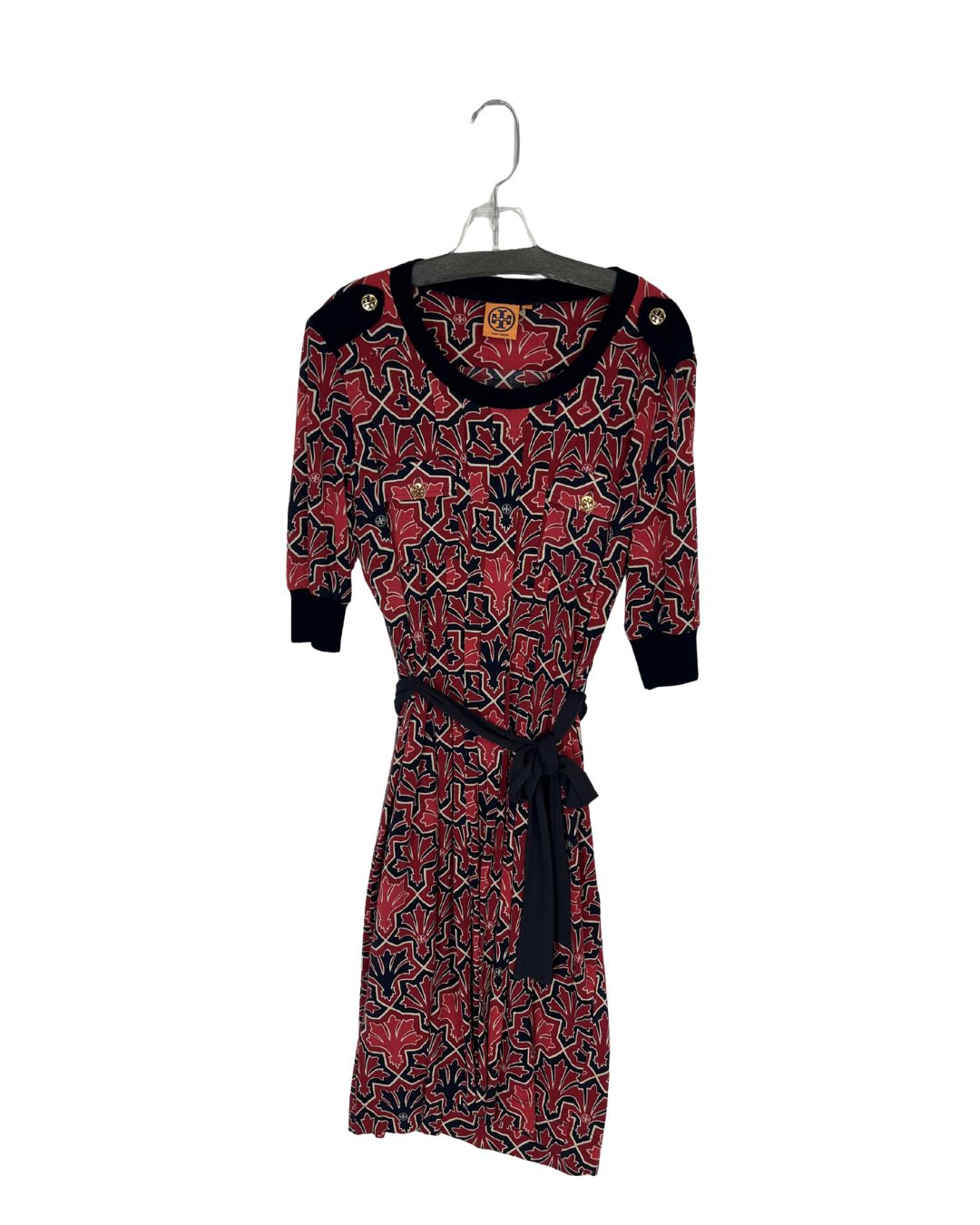 TORY BURCH Melora Red & Navy Dress (Size XL)