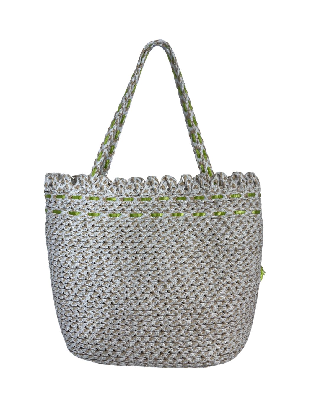 ERIC JAVITS Straw Tan & Green Tote Bag