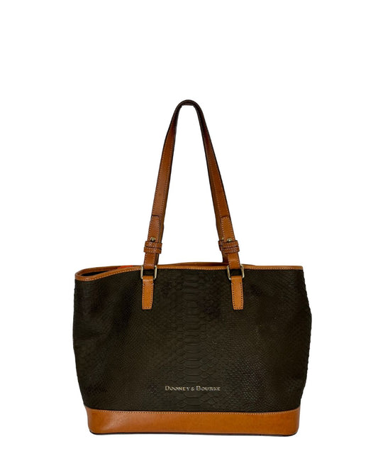 DOONEY & BOURKE Black Python-Embossed Leather Tote Bag