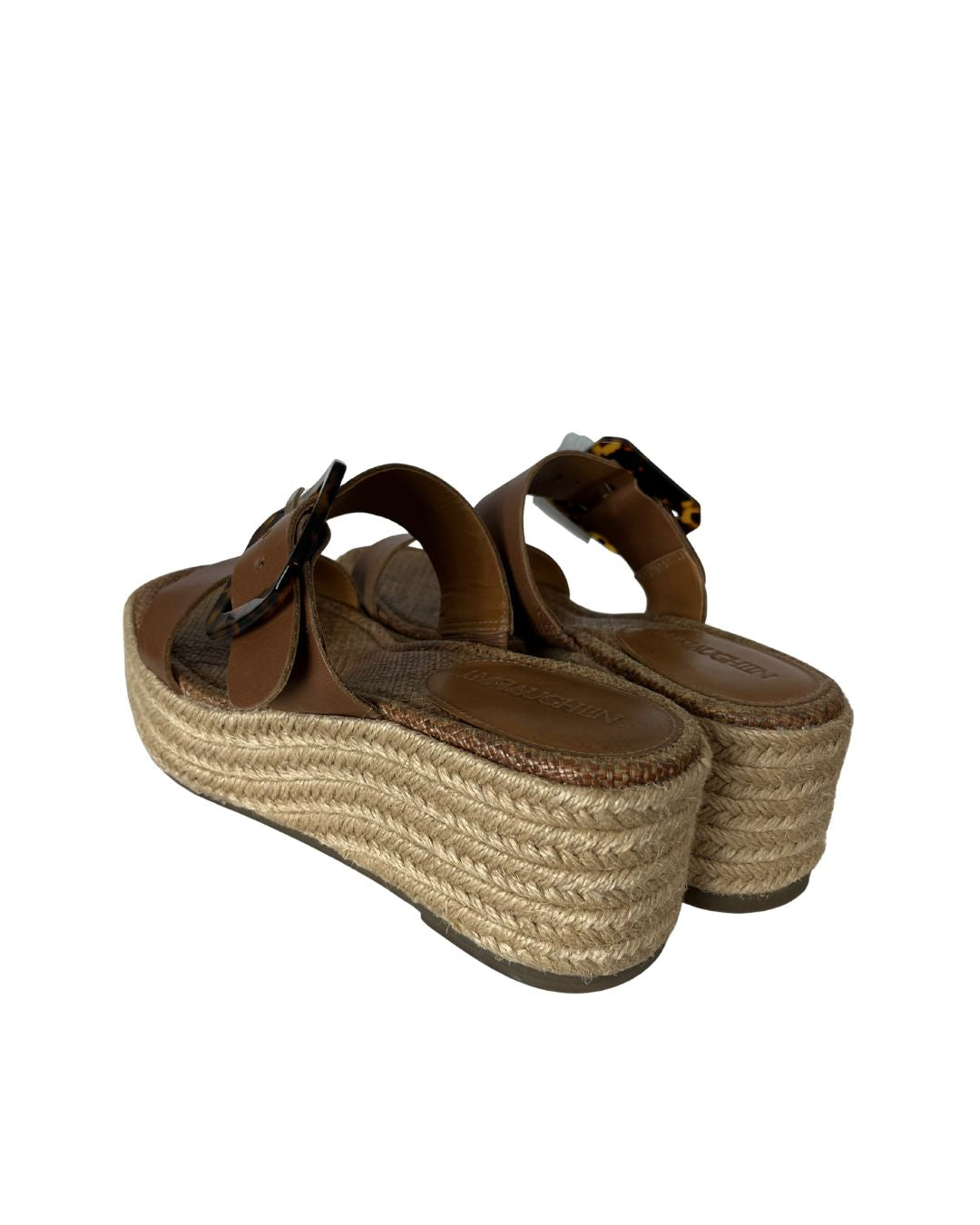 J McLAUGHLIN Fleur Brown Leather Wedge Sandals (Size 6.5)