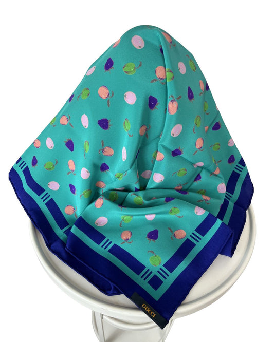 GUCCI Vintage Silk Foulard Multi-Color Scarf