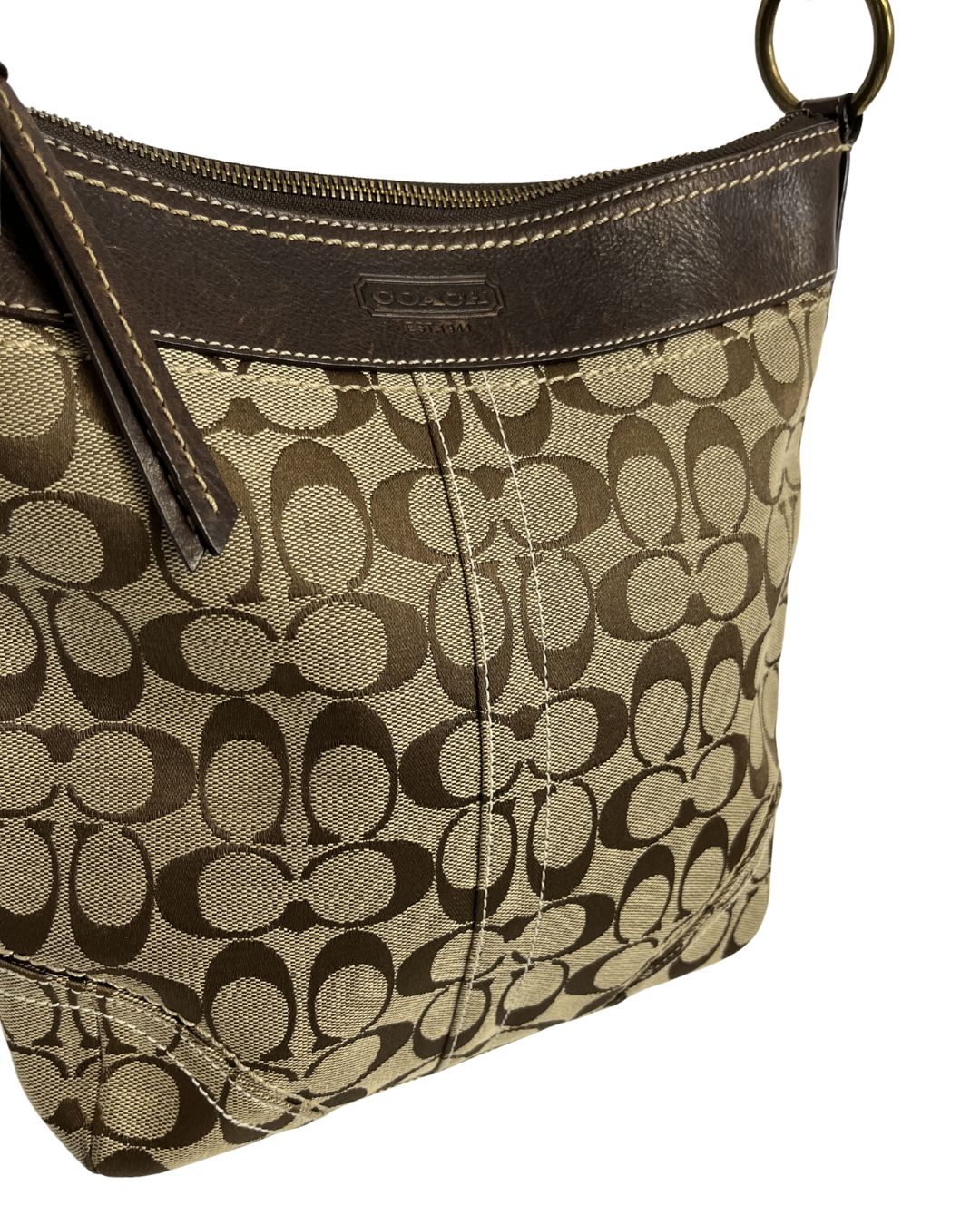 COACH Vintage Signature Logo Canvas Brown Crossbody Shoulder Bag