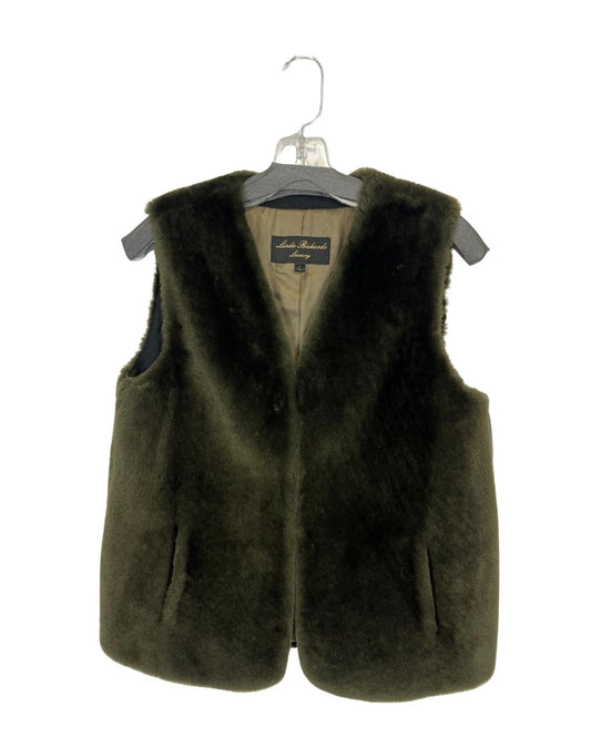 LINDA RICHARDS Dark Green Fur Vest (Size L)
