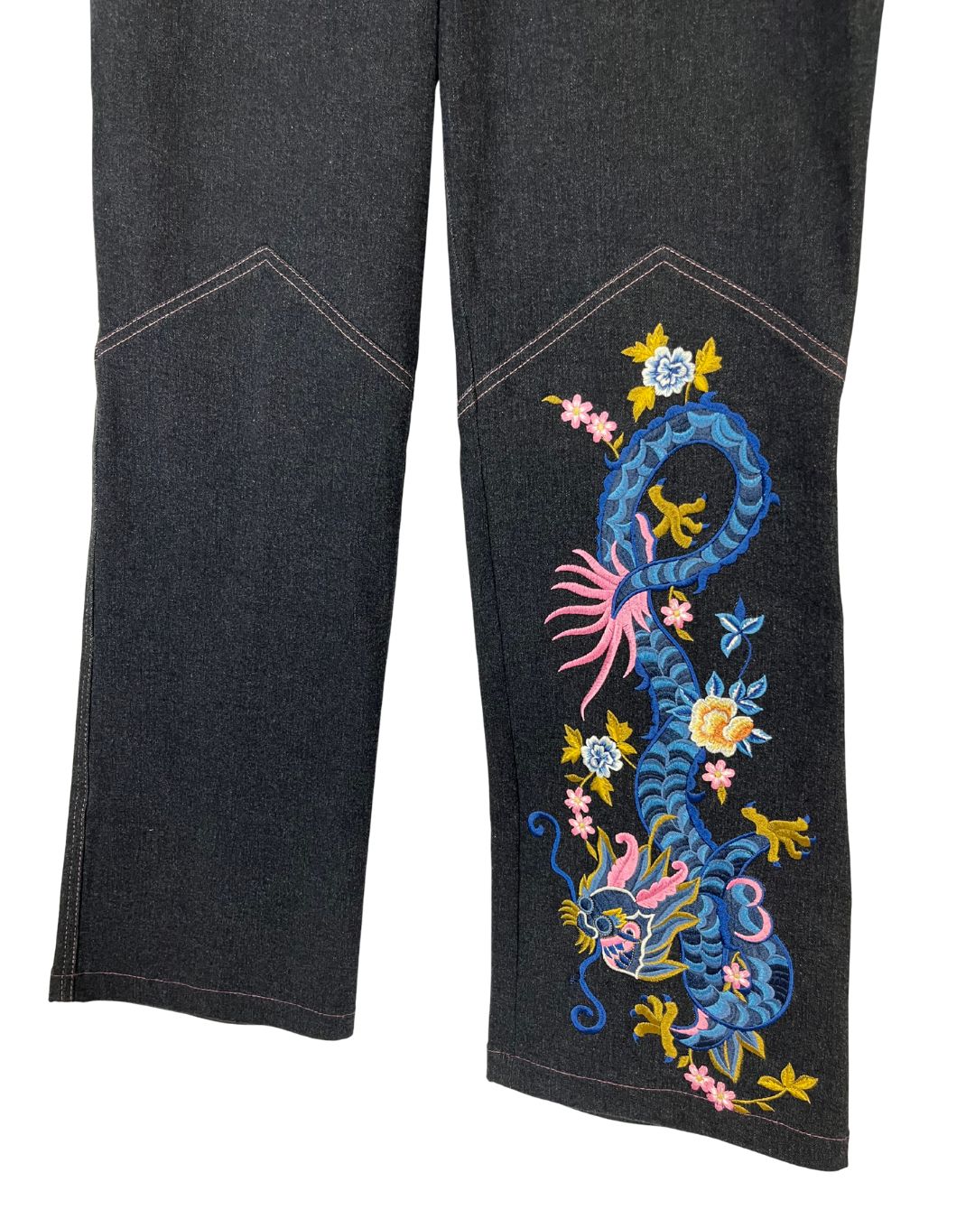 ESCADA Vintage Dragon Embroidery Blue Jeans (Size 42)