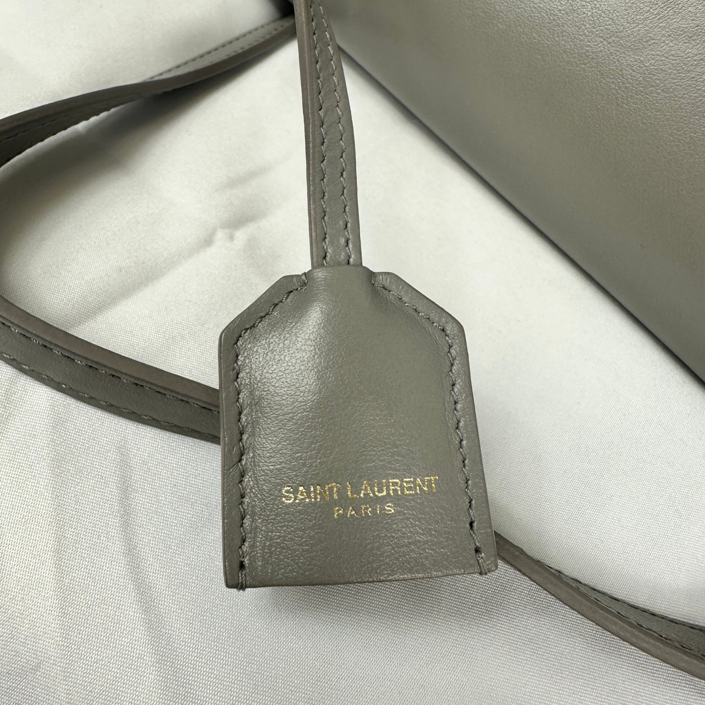 SAINT LAURENT Calfskin Small Monogram Cabas Fog