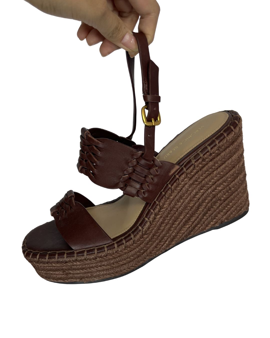 VERONICA BEARD Riya Woven Leather Espadrille Sandals (Size 8)