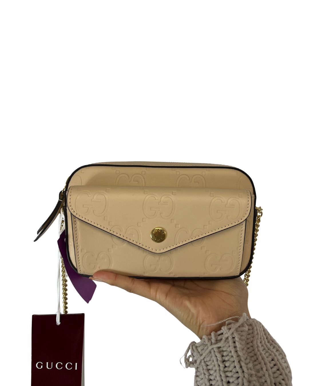 GUCCI White Super Mini GG Calf Bag