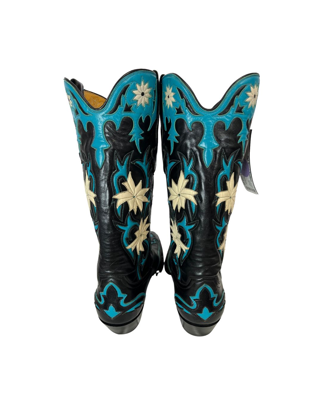 STALLION Black and Turquoise Cowboy Boots (US 6)