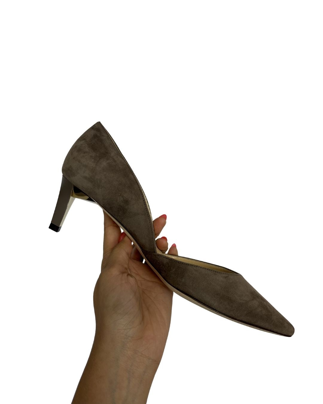 JIMMY CHOO Brown Suede Kitten Heel Pumps (Size 6.5)