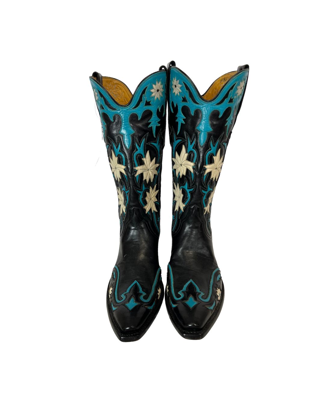 STALLION Black and Turquoise Cowboy Boots (US 6)