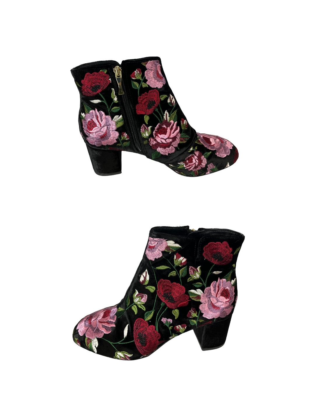 KATE SPADE Lucine Floral Black Velvet Boots (Size 8.5)