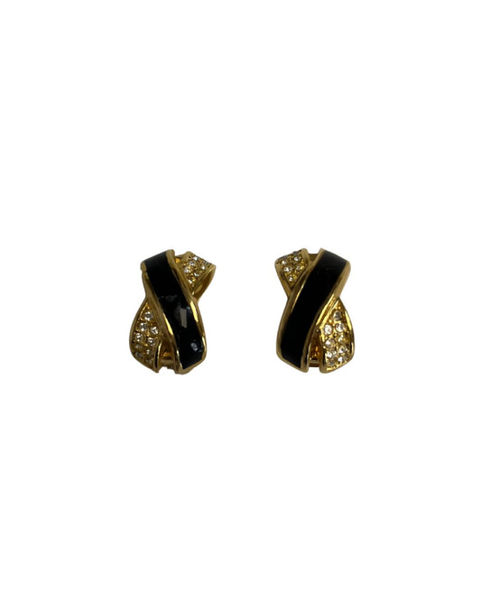 DIOR Vintage Gold & Black Tone Clip-On Earrings