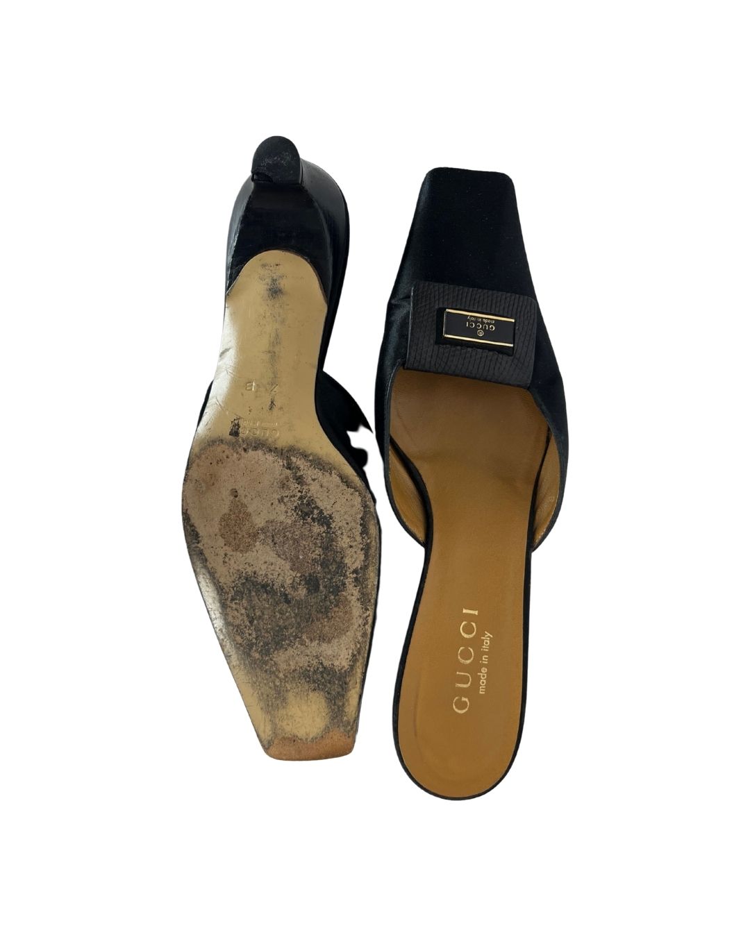 GUCCI Black Satin Mules (US 7)