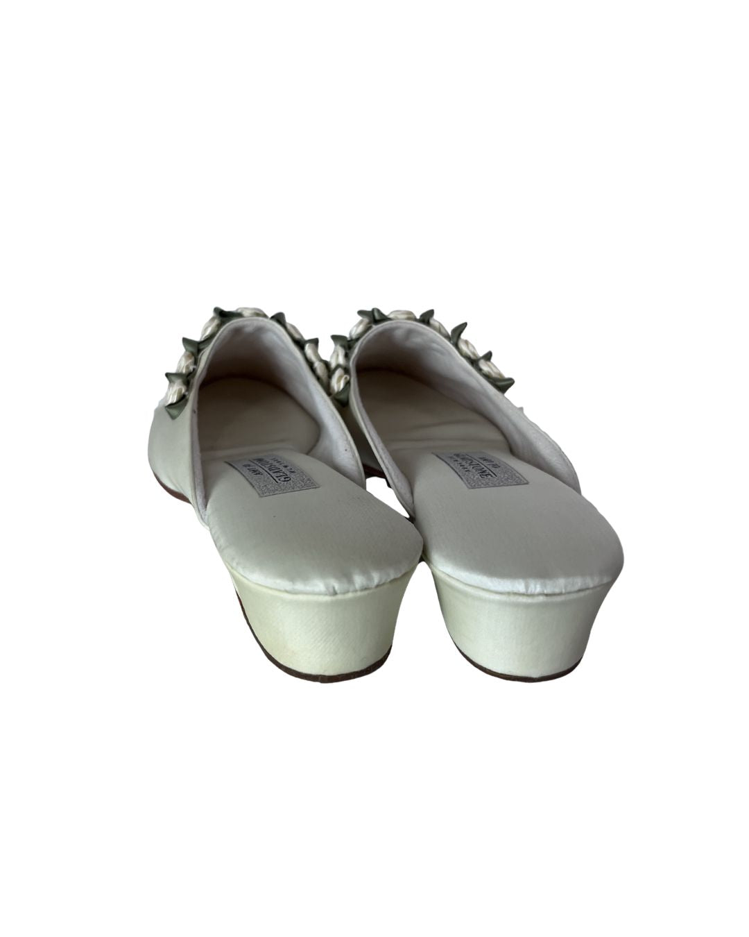 AMY JO GLADSTONE Ivory Satin Mule Heel Shoes (Size 7)
