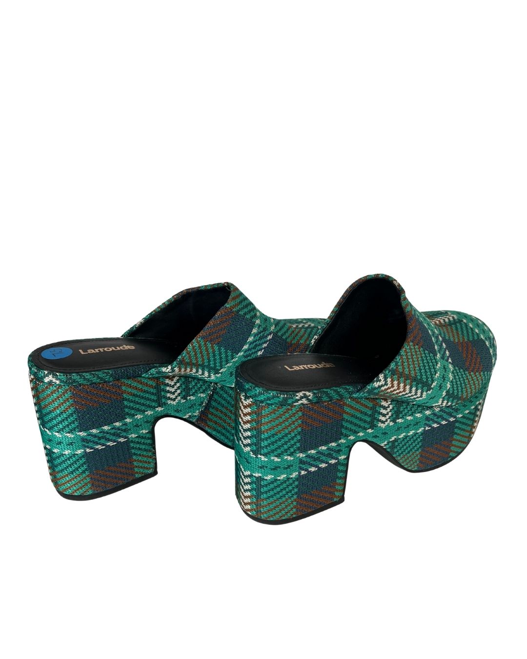 LARROUDE Miso Green Plaid Platform Clogs (Size 7.5)