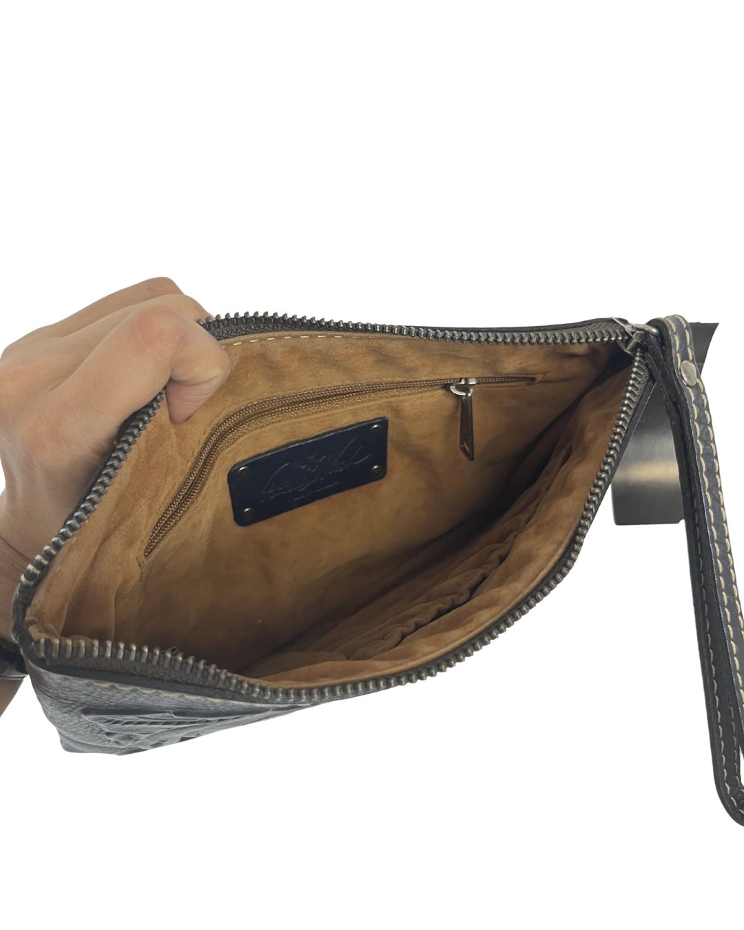 PATRICIA NASH Cassini Deep Blue Leather Wristlet