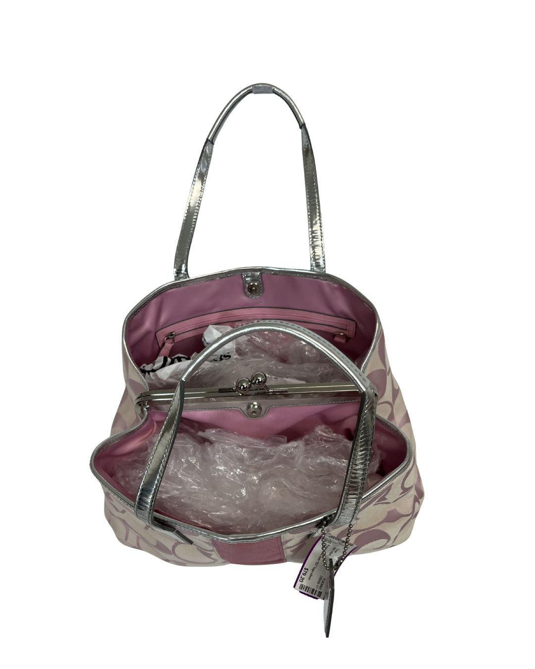 COACH Vintage Signature Stripe Jacquard Pink Shoulder Bag