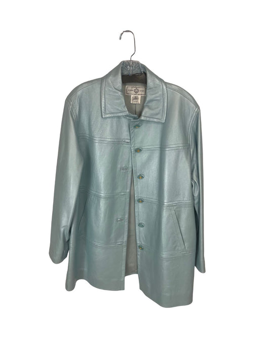 ST. JOHN Light Blue Leather Jacket