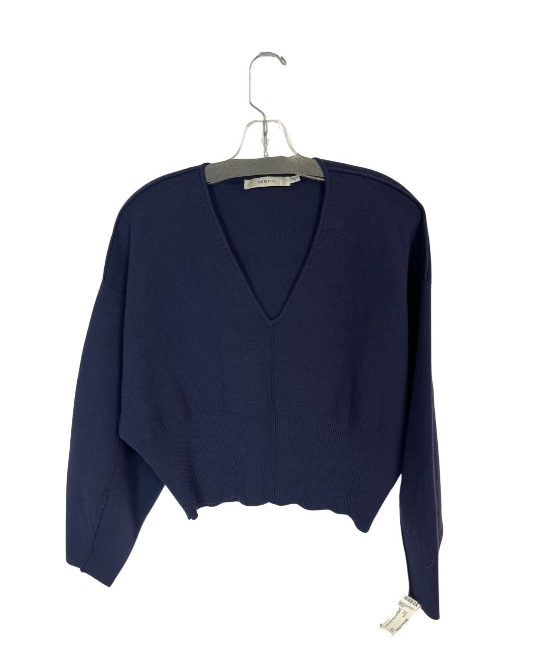 GESTUZ V-Neck Navy Blue Short Sweater (Size S)