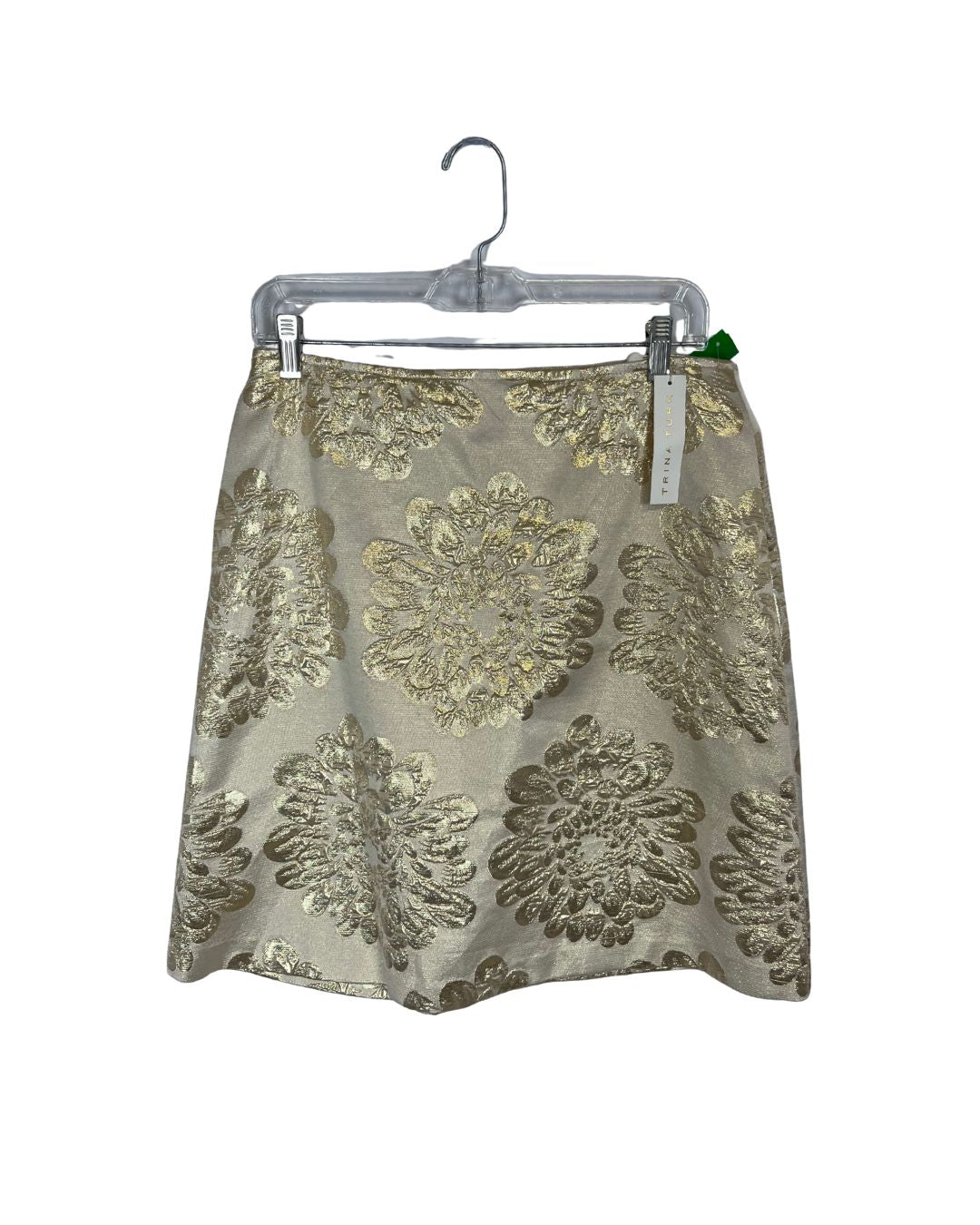 TRINA TURK Flores Ivory Gold Metallic Skirt (Size 6)