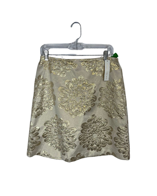 TRINA TURK Flores Ivory Gold Metallic Skirt (Size 6)