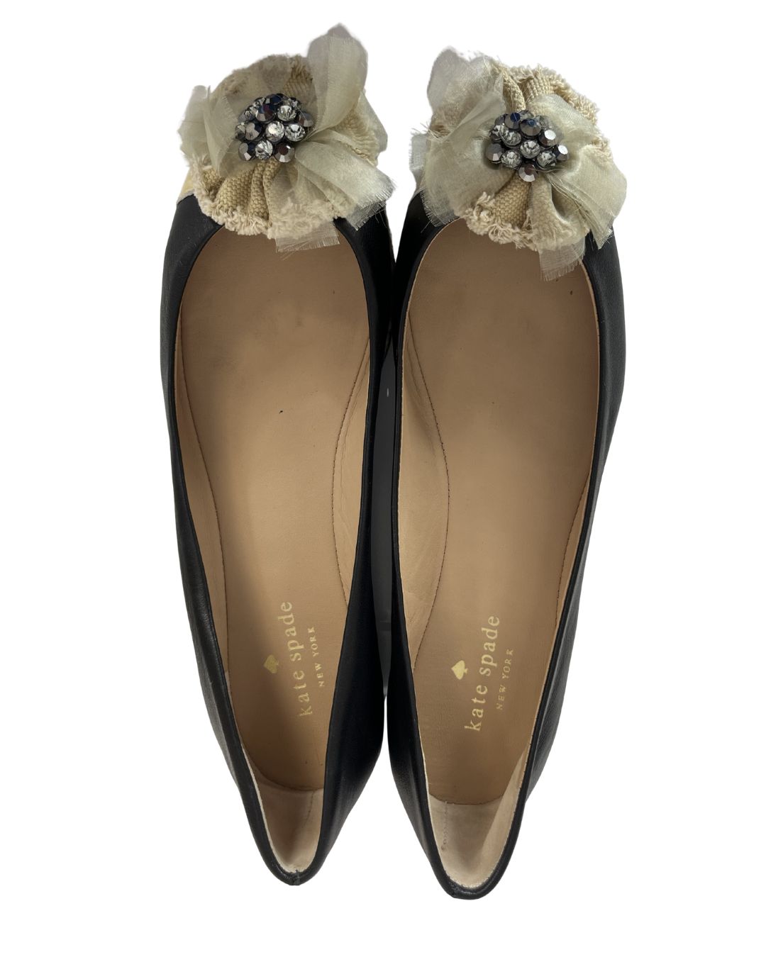 KATE SPADE Black & White Leather Ballet Flats (Size 8)