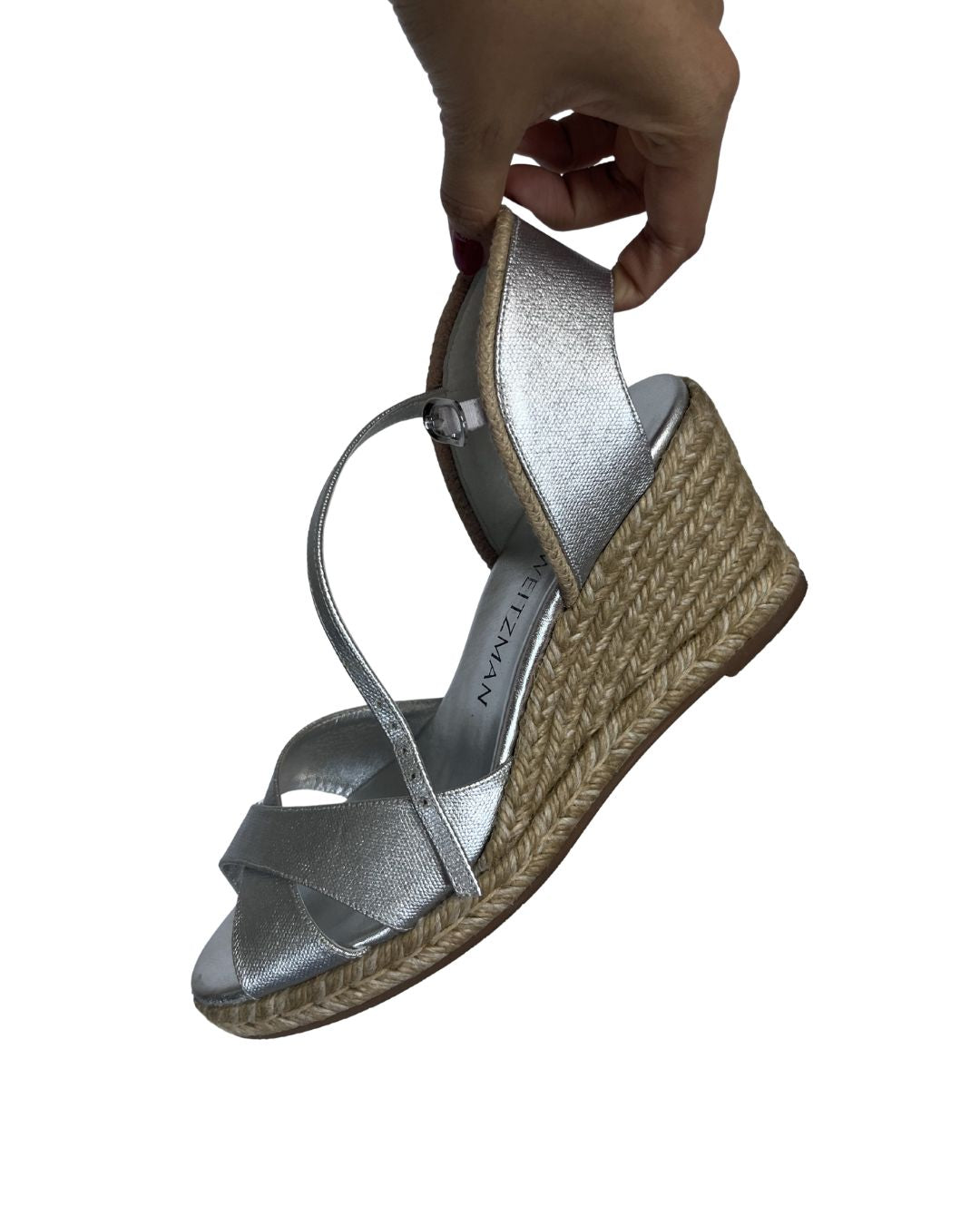 STUART WEITZMAN Silver Wedge Heels (Size 8.5)