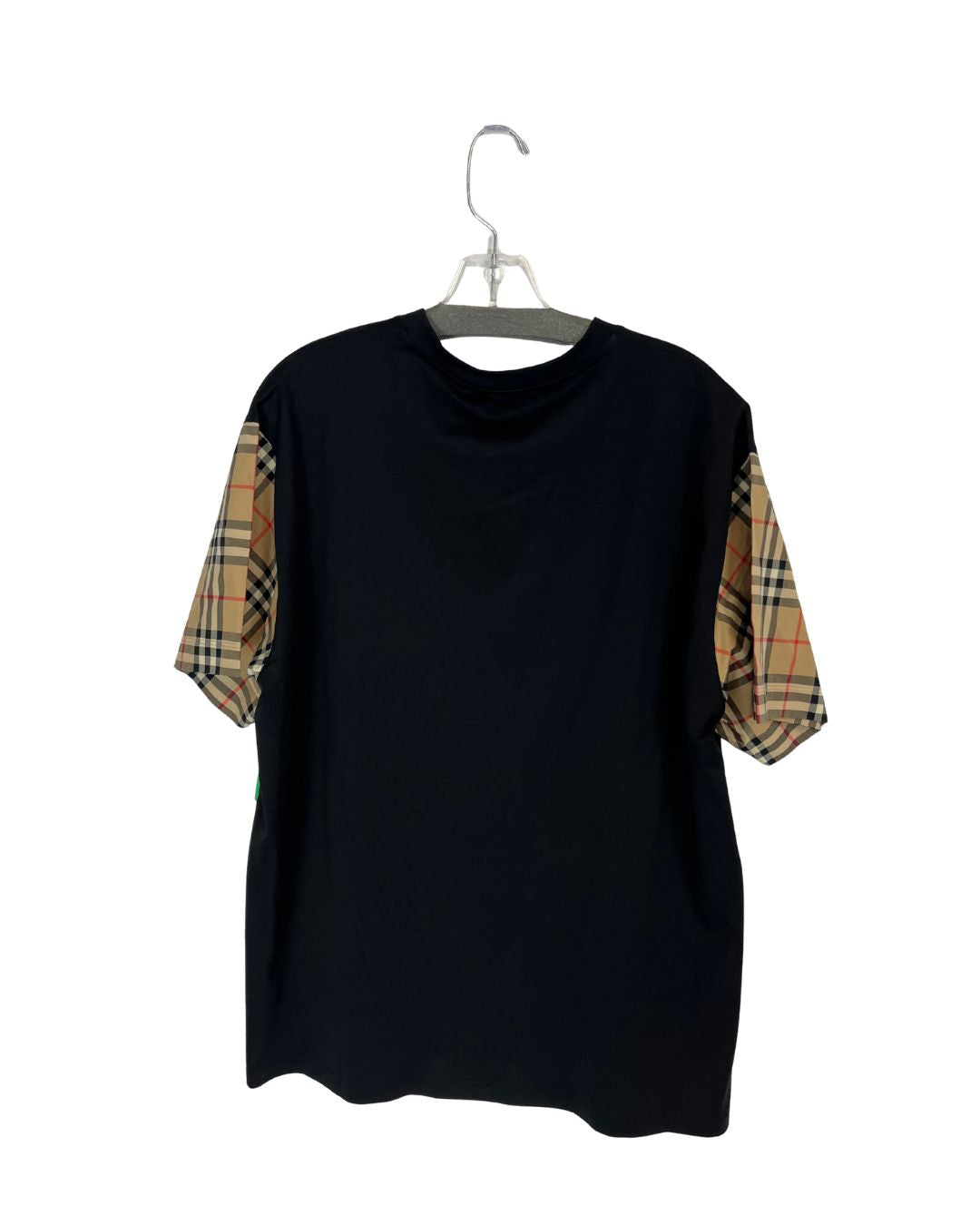 BURBERRY Check Sleeve Black T-Shirt (Size XL)