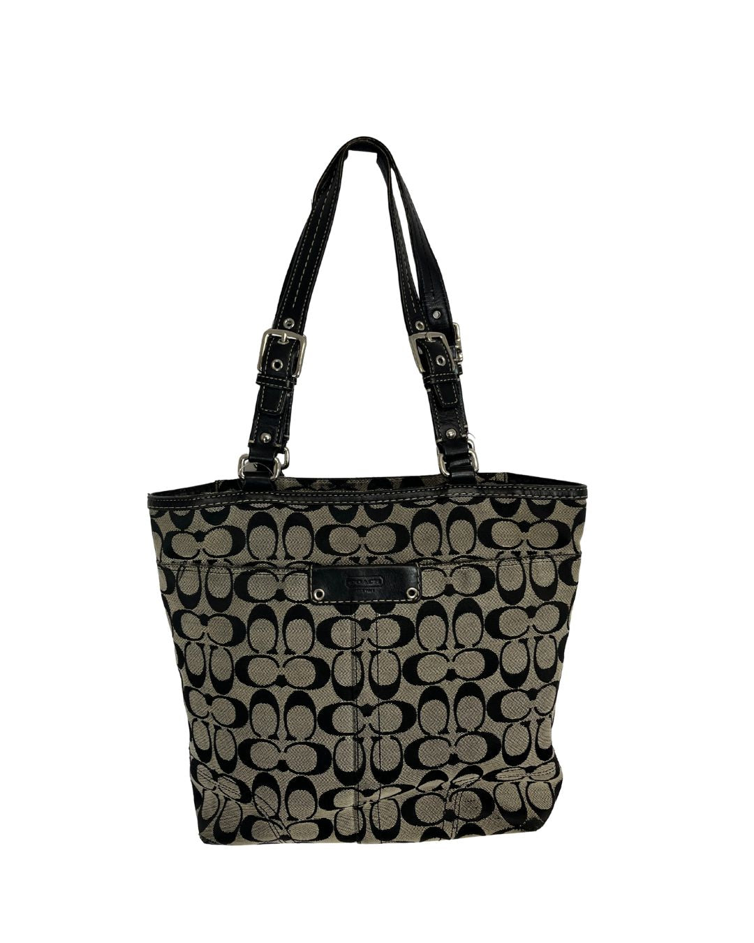 COACH Hamptons Signature Black & Gray Canvas Tote Bag