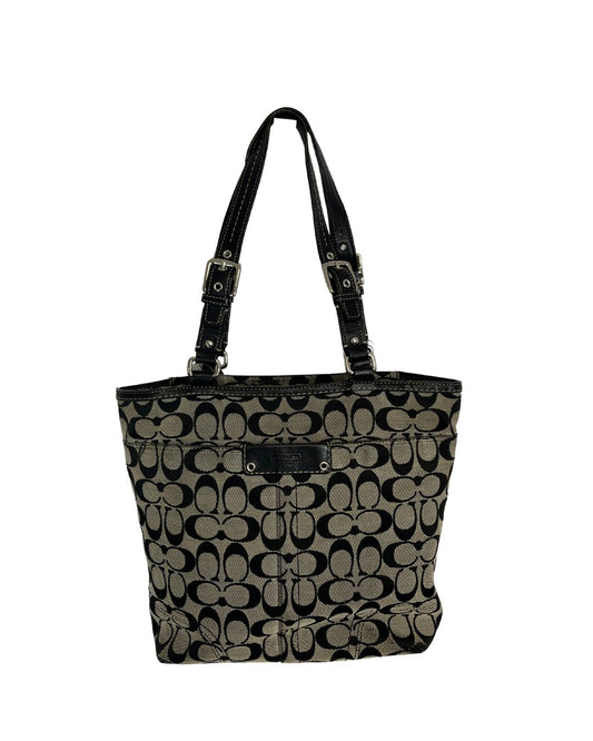 COACH Hamptons Signature Black & Gray Canvas Tote Bag