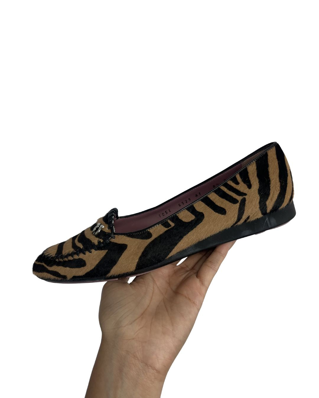 FERRAGAMO Zebra Print Pony Hair Loafers (Size 8.5)