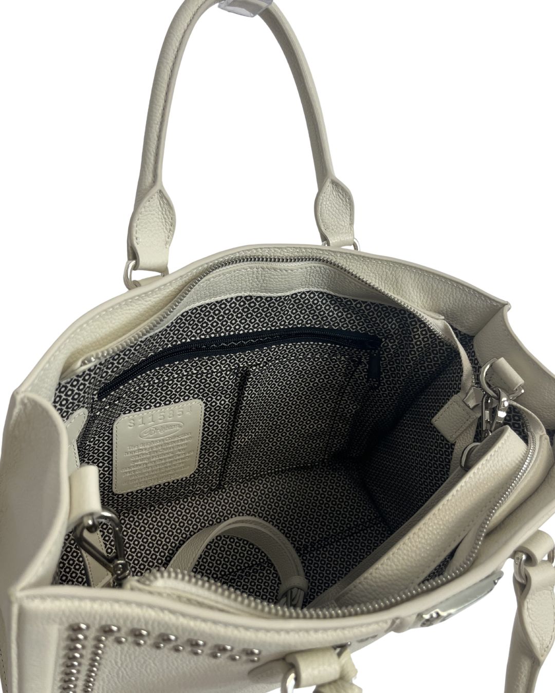 BRIGHTON White Leather Silver Accent Handbag