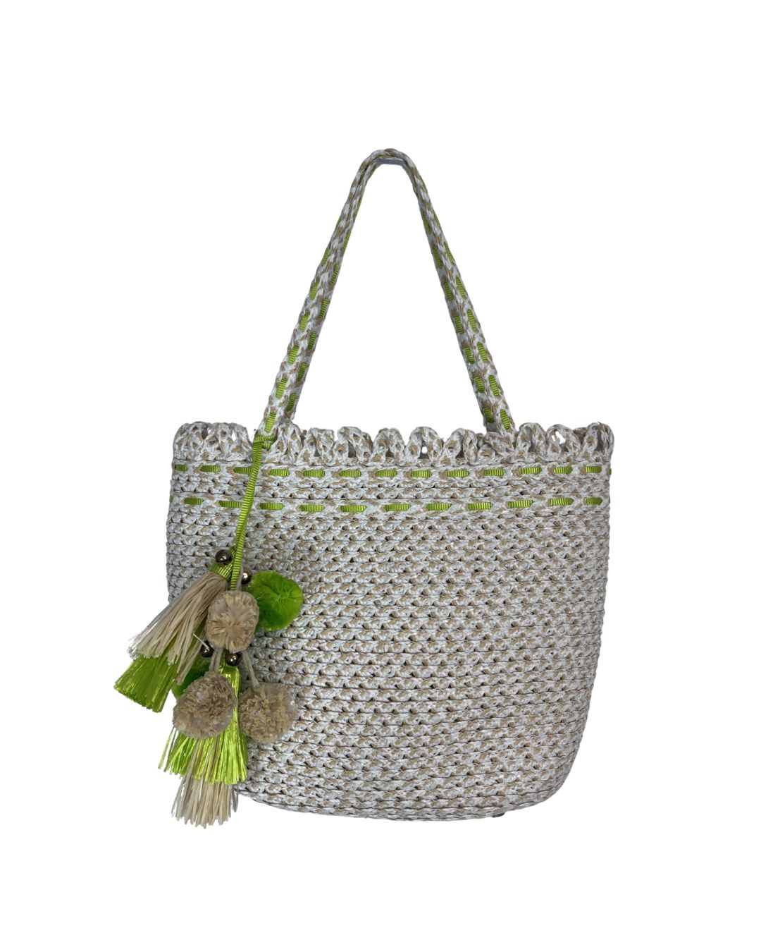 ERIC JAVITS Straw Tan & Green Tote Bag