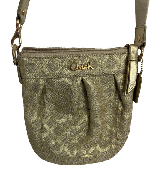 COACH Gold Metallic Canvas Crossbody Bag