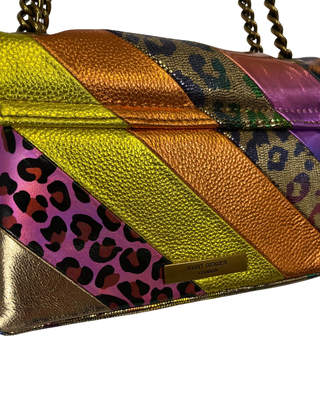 KURT GEIGER Animal Print Metallic Kensington Purse
