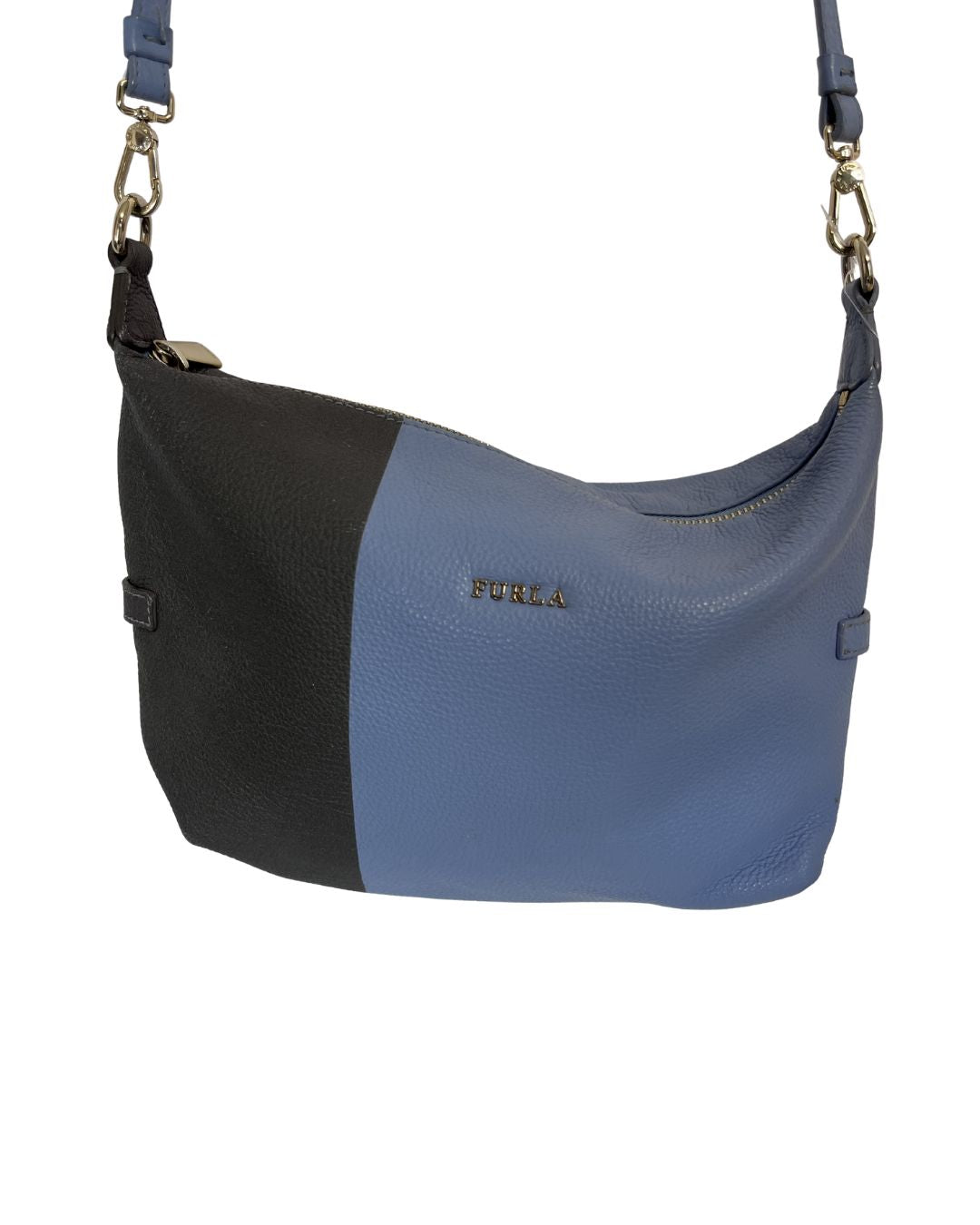 FURLA Blue & Gray Leather Crossbody Bag