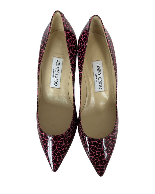 JIMMY CHOO Pink Print Leather Heel Pumps (Size 6.5)