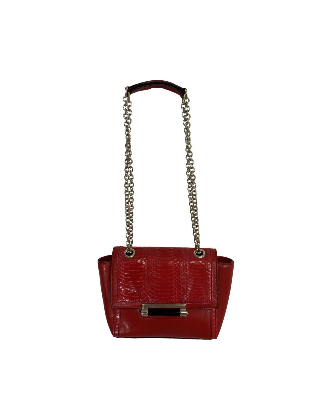 DIANE VON FURSTENBERG 440 Mini Snake Embossed Red Leather Bag