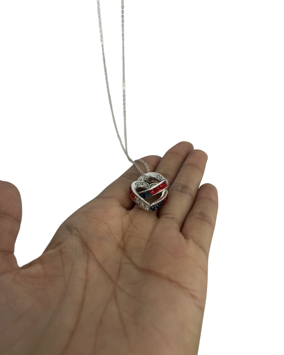 BRIGHTON Spectrum Red, White, & Blue Hearts Necklace