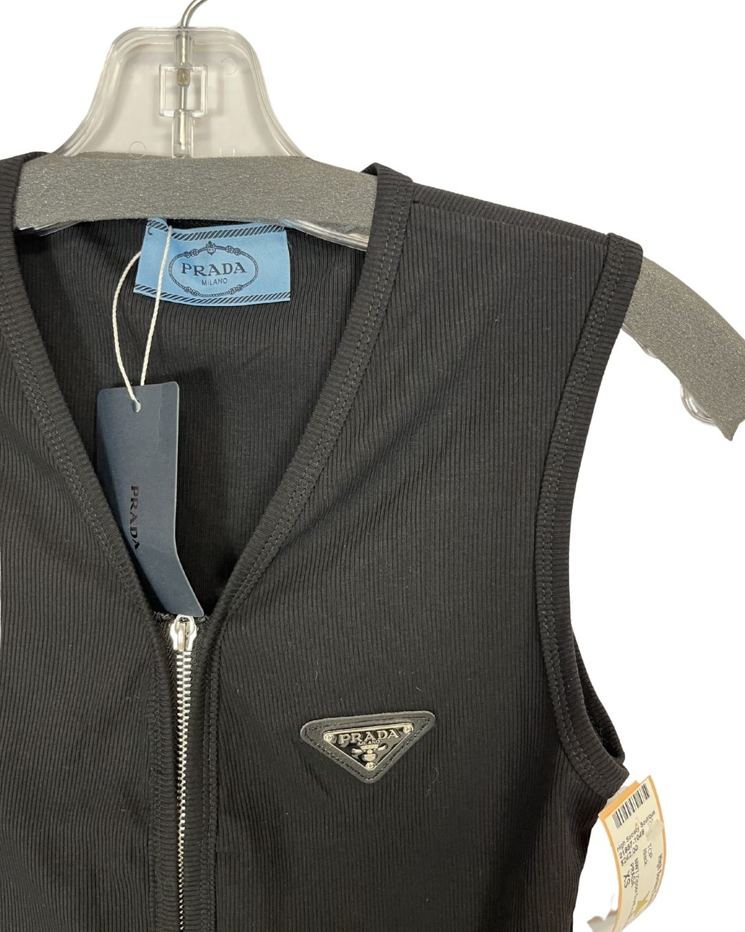 PRADA Black Sleeveless Zipper Tank Top (Size XS)